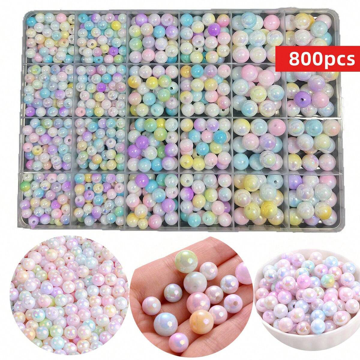 Women Accessories Earrings - 800pcs/24 grid set box 6mm/8mm/10mm cute