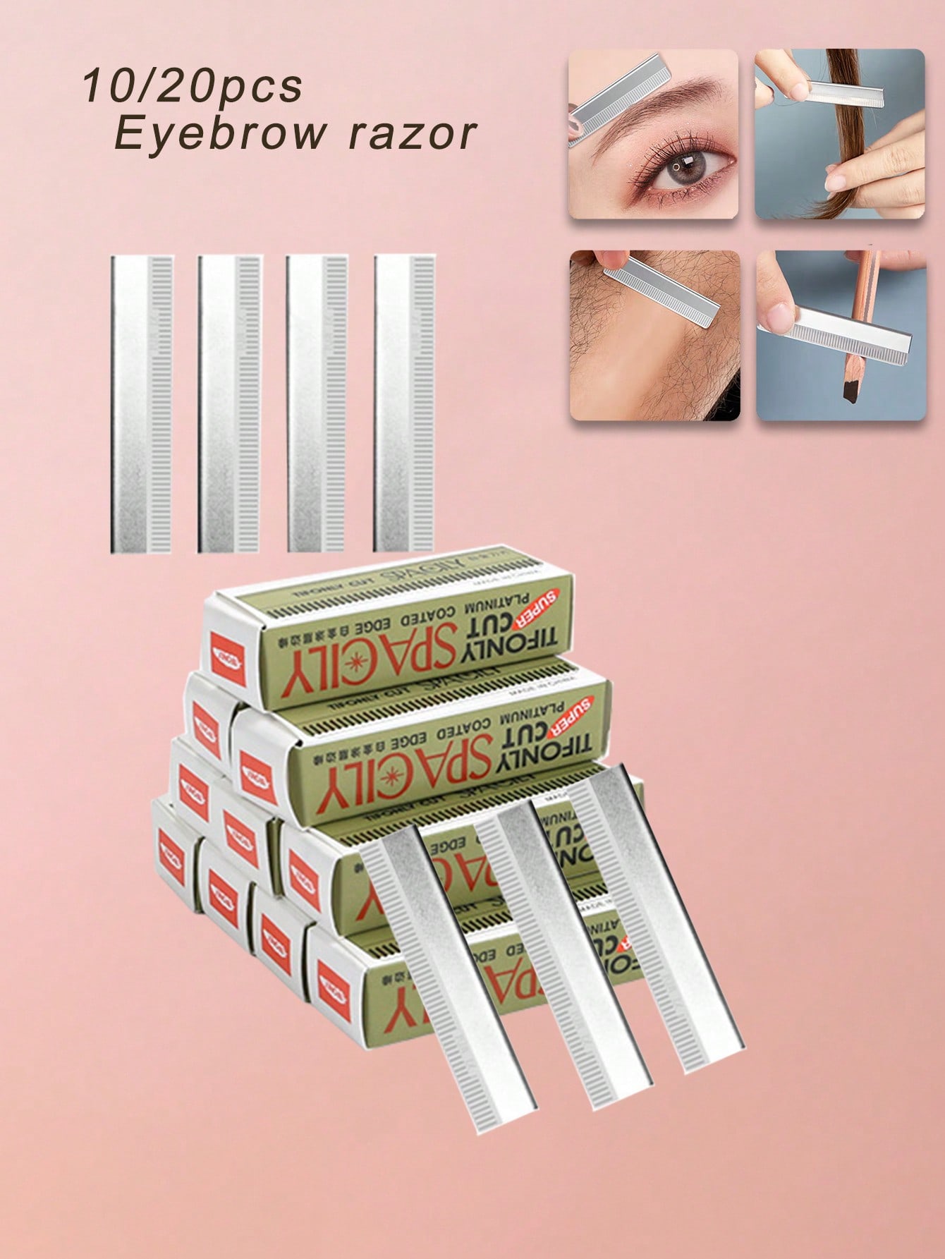 Women Accessories Combo Gift - 10/20/40/100pcs Carbon Steel Eyebrow Razor Blades,