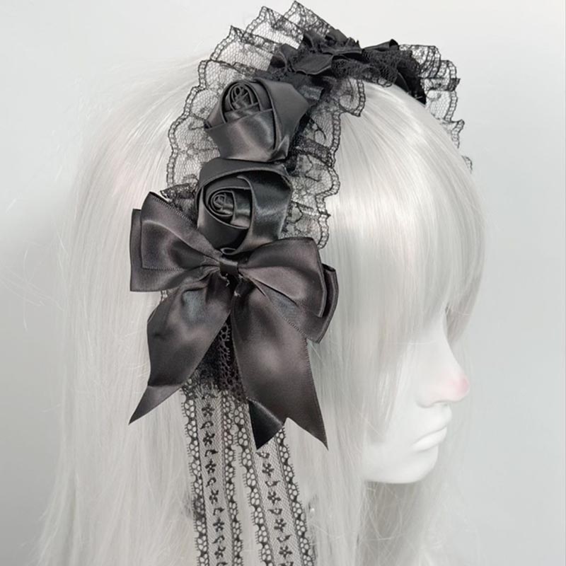 Women'S Victorian Era Accessories - Lolita Gothic Black Lace Headband with