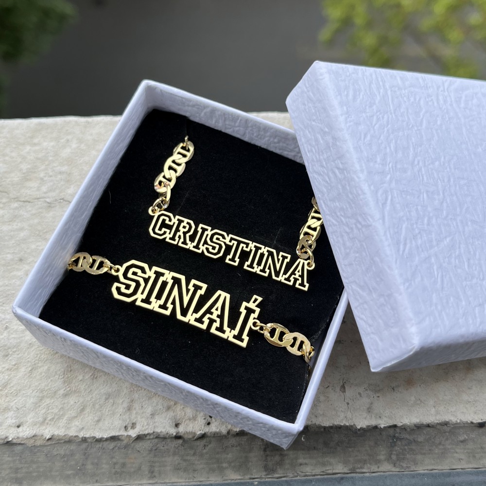 Women Accessories Gift Set - DUOYING Custom Name Hollow Necklace Hip-Hop