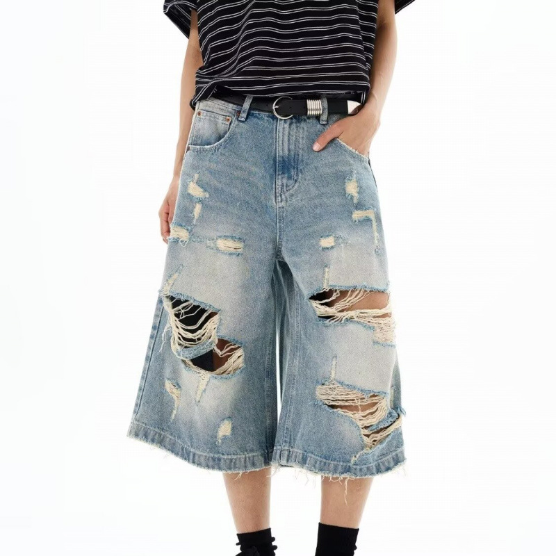 Women'S Jeans Accessories - New Men Vintage Ripped Baggy Short