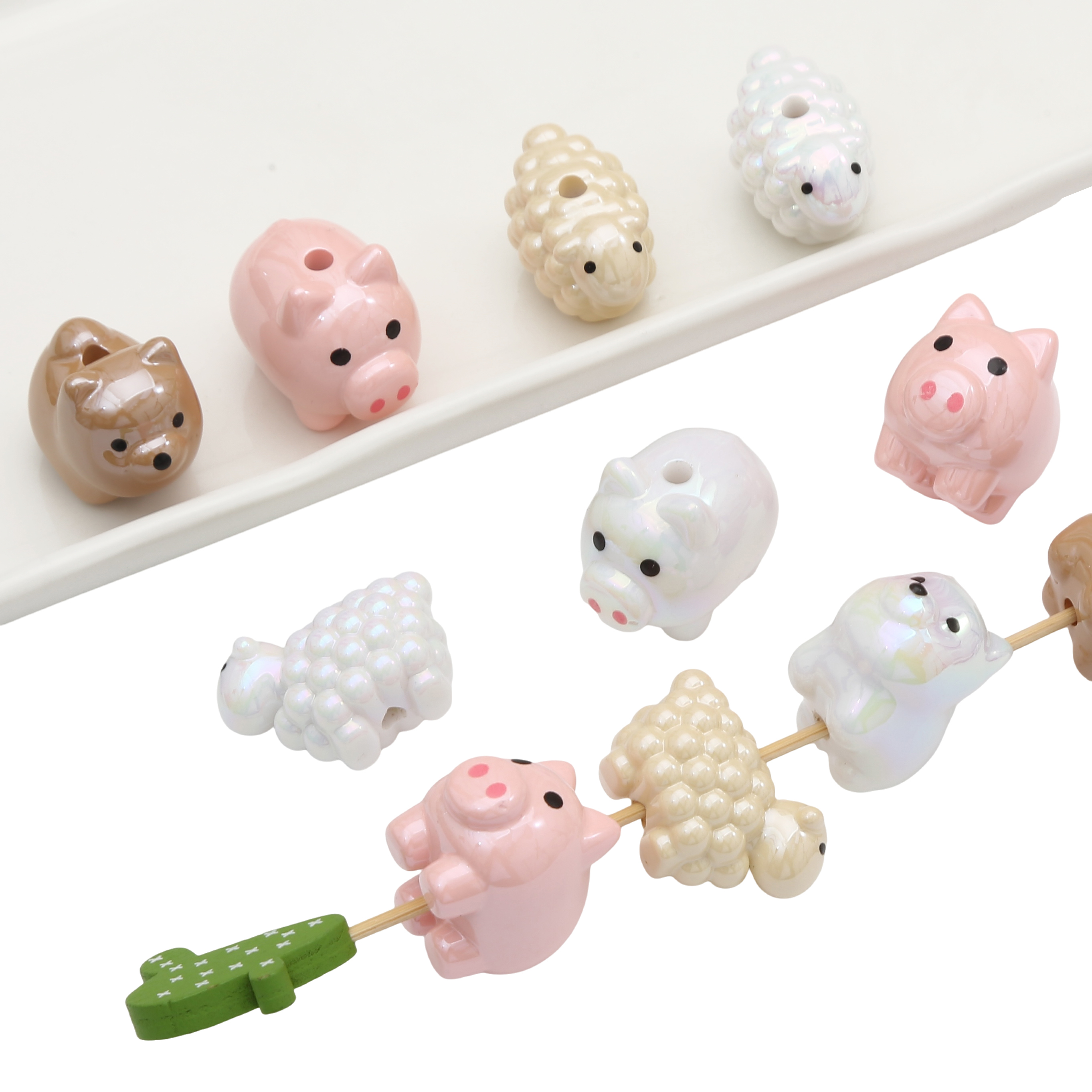 Acrylic Animal Beads Sheep Pig - огляд і ціна Women Accessories For Hand