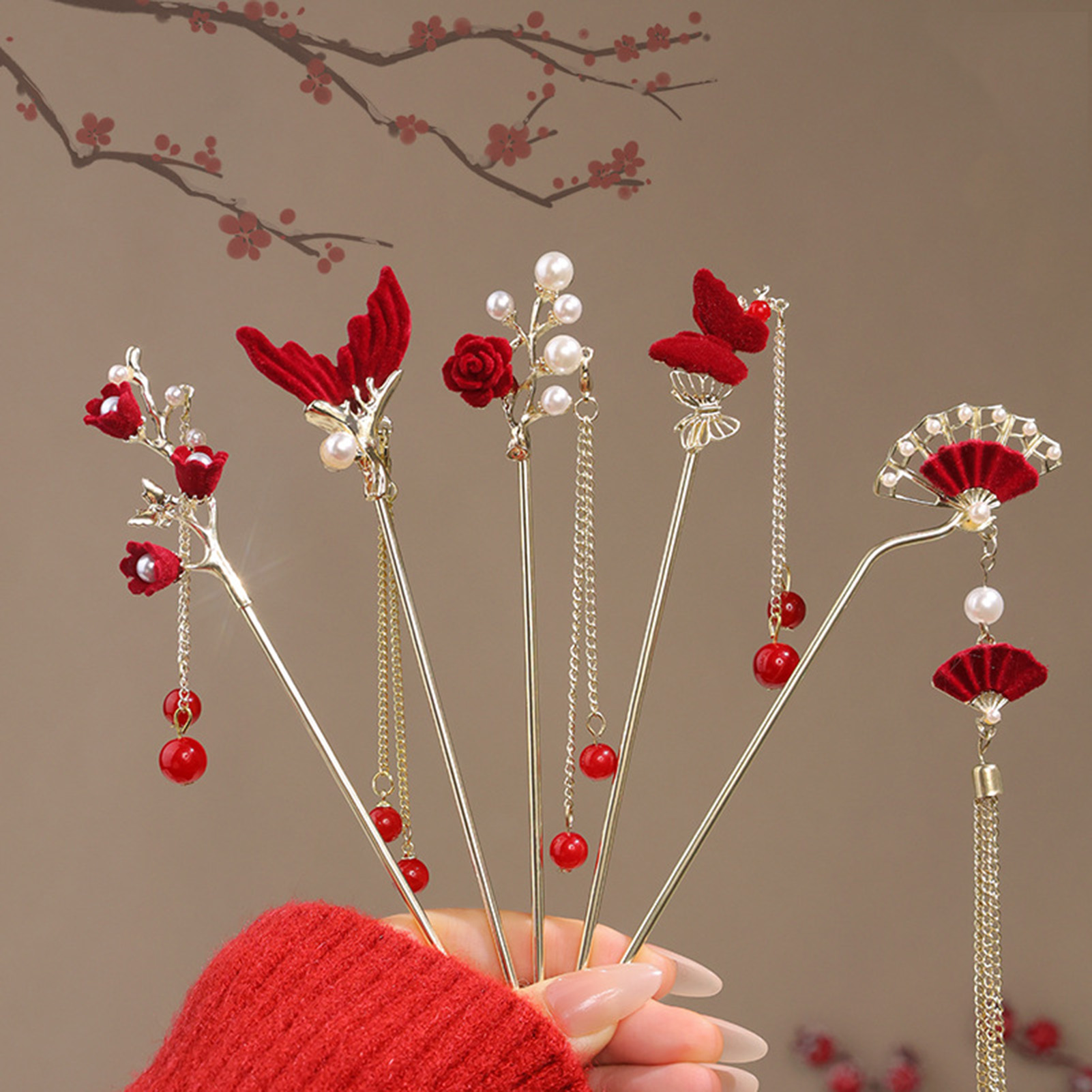 Chinese Style Rose Flower Hair - огляд і ціна Women Accessories For Hand