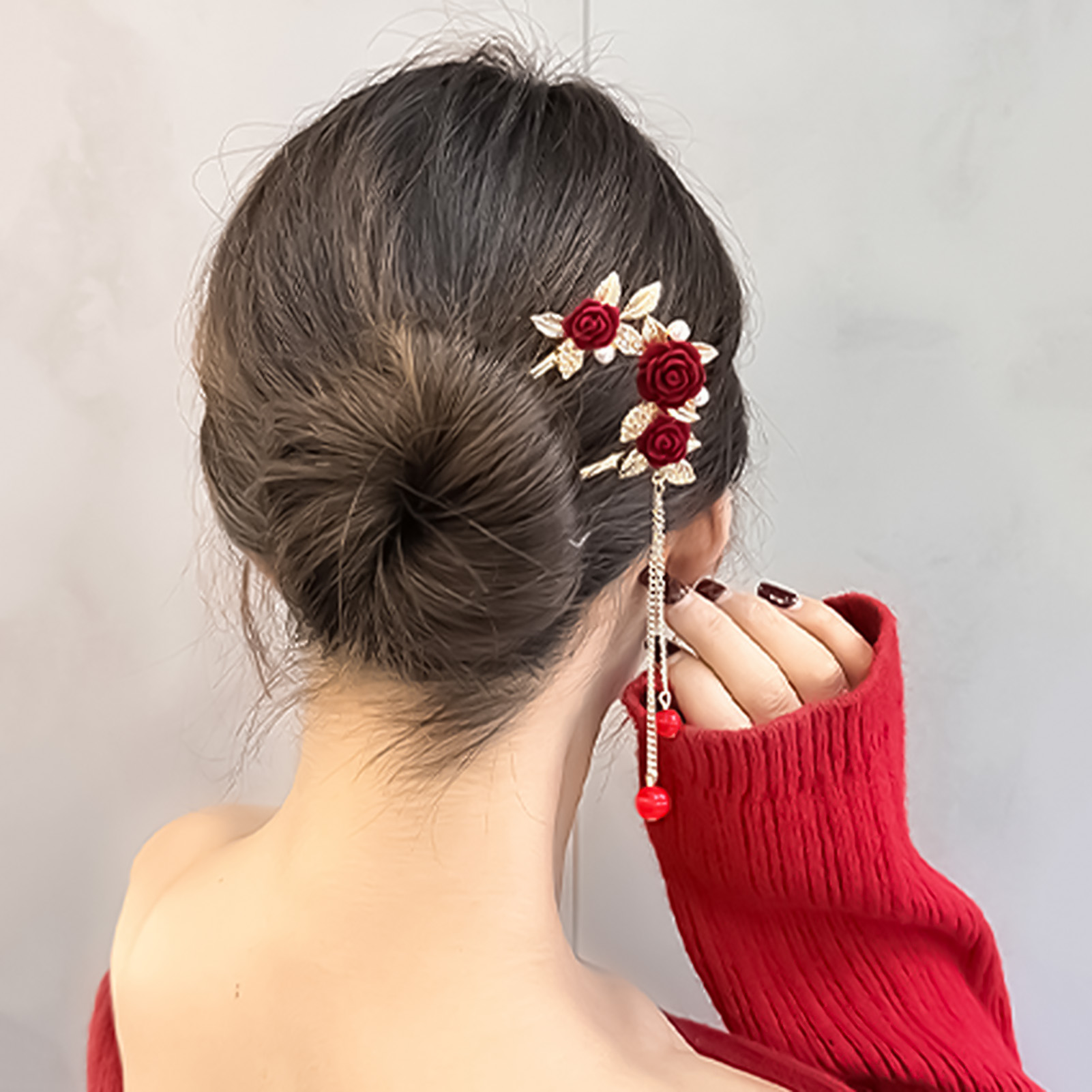 Chinese Style Rose Flower Hair - огляд і ціна Women Accessories For Hand