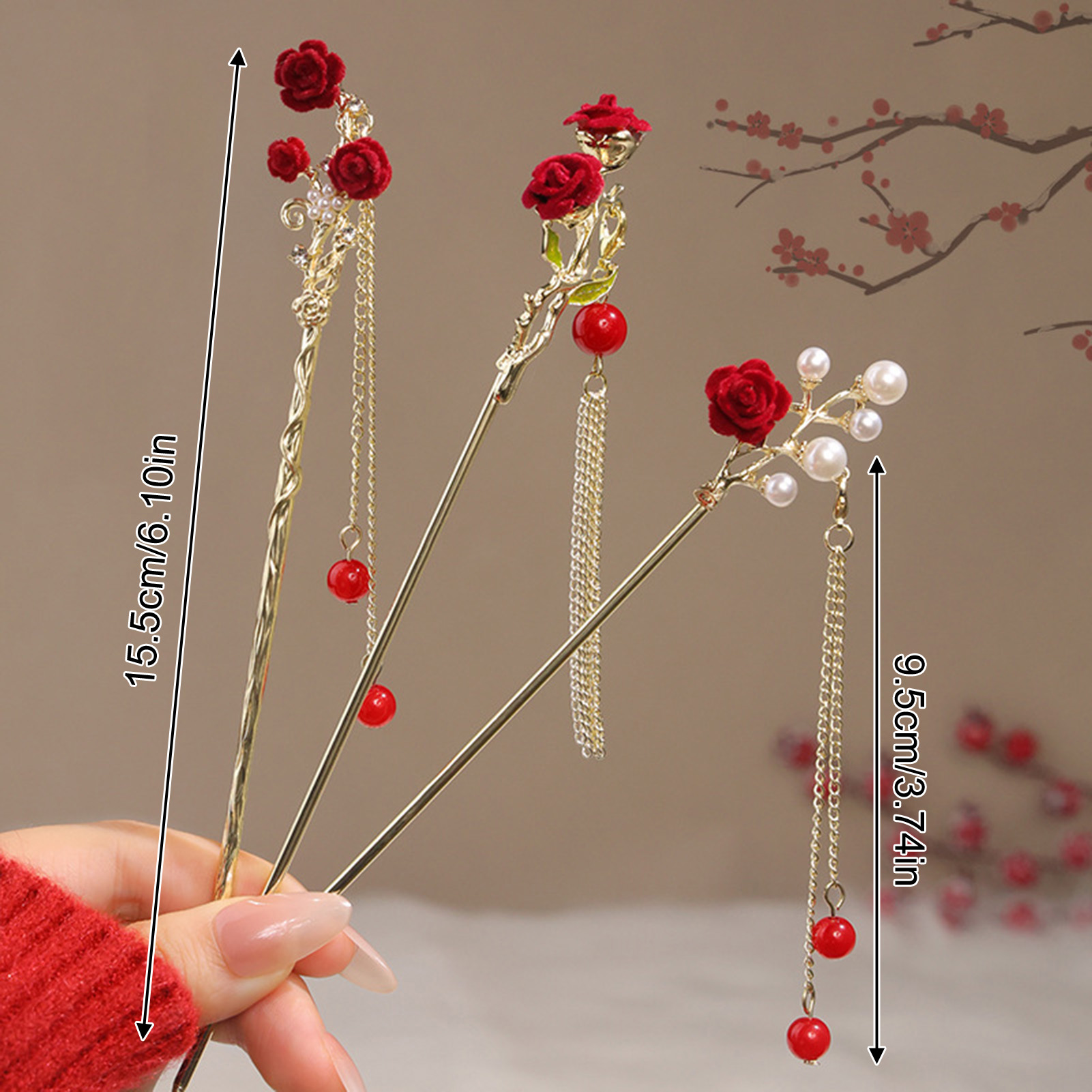 Chinese Style Rose Flower Hair - огляд і ціна Women Accessories For Hand