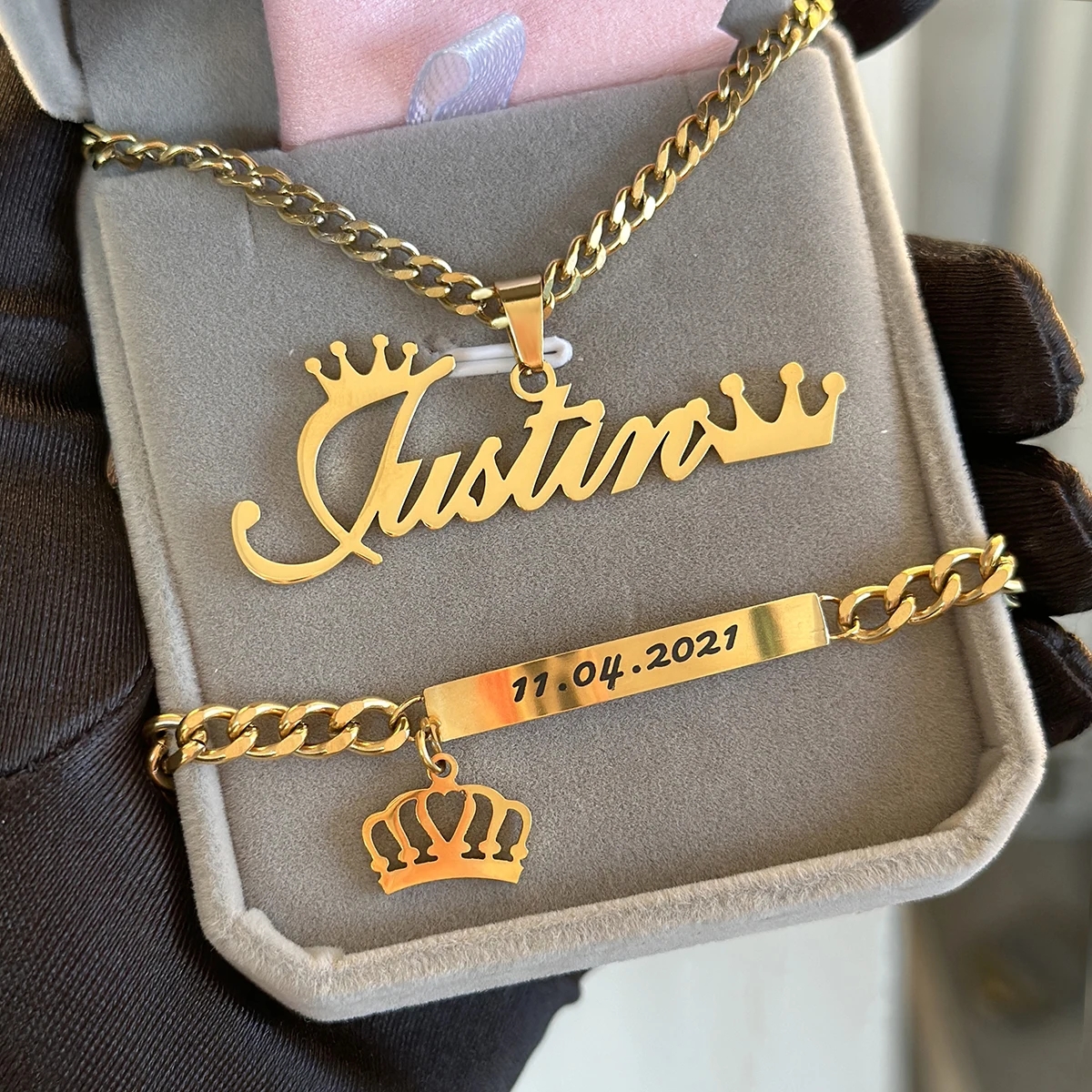 Customized Name Necklace Brace - огляд і ціна Women Accessories Gift Set