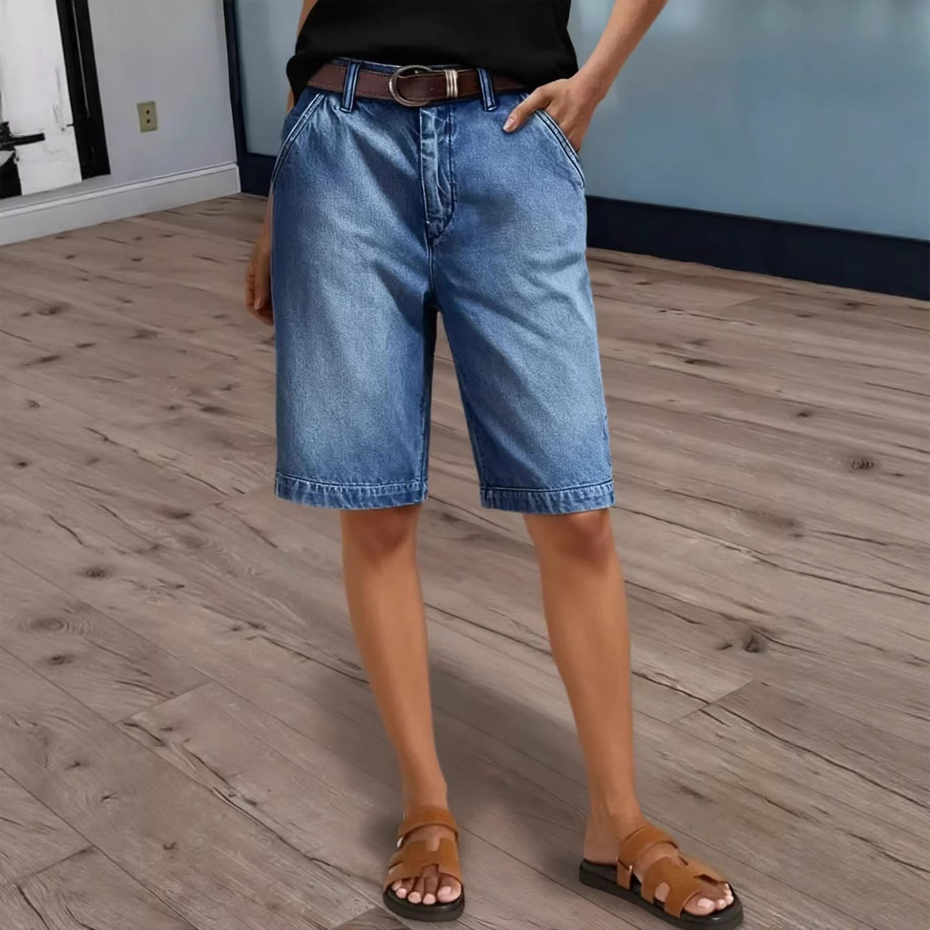 Women Knee Length Denim Shorts - огляд і ціна Women'S Jeans Accessories