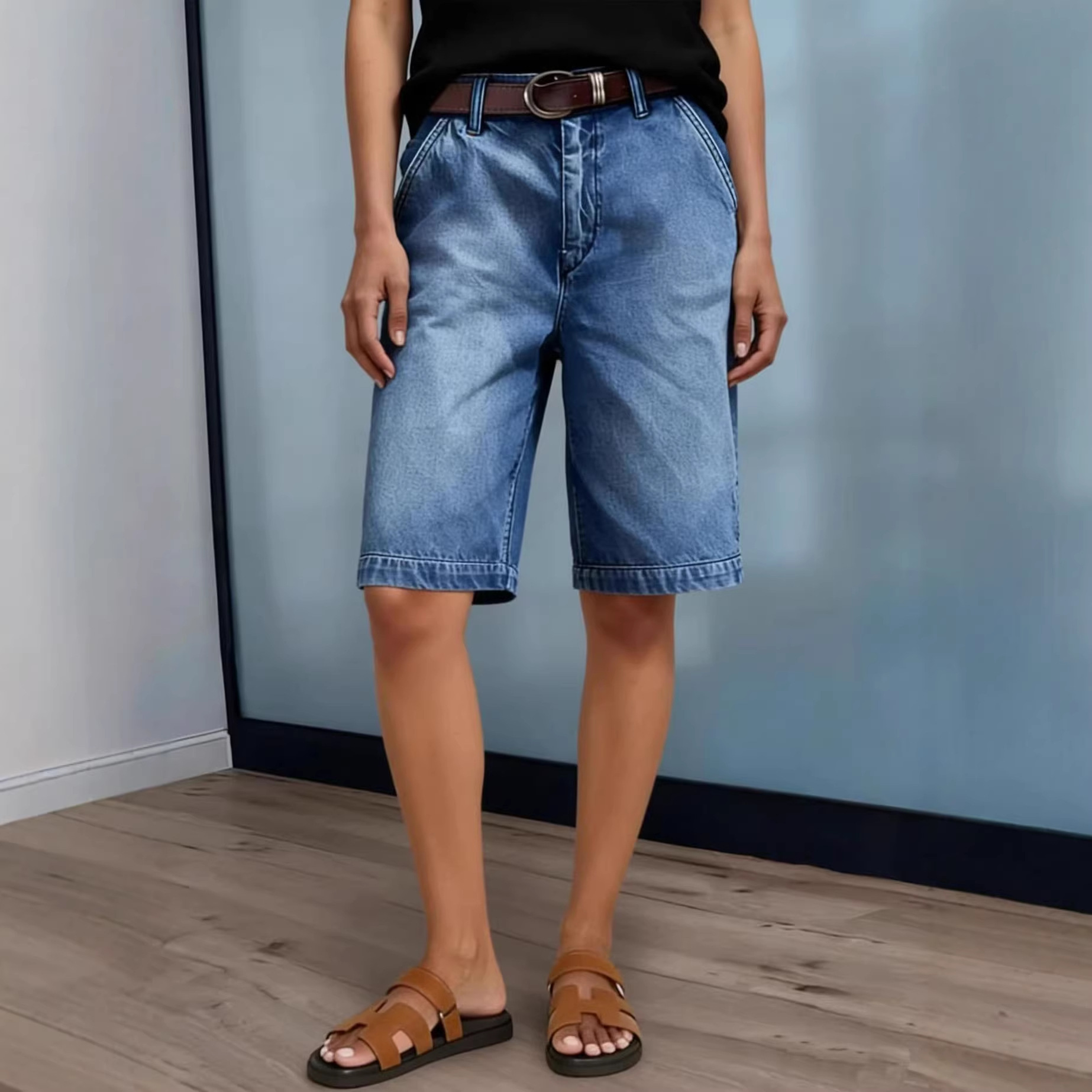 Women Knee Length Denim Shorts - огляд і ціна Women'S Jeans Accessories